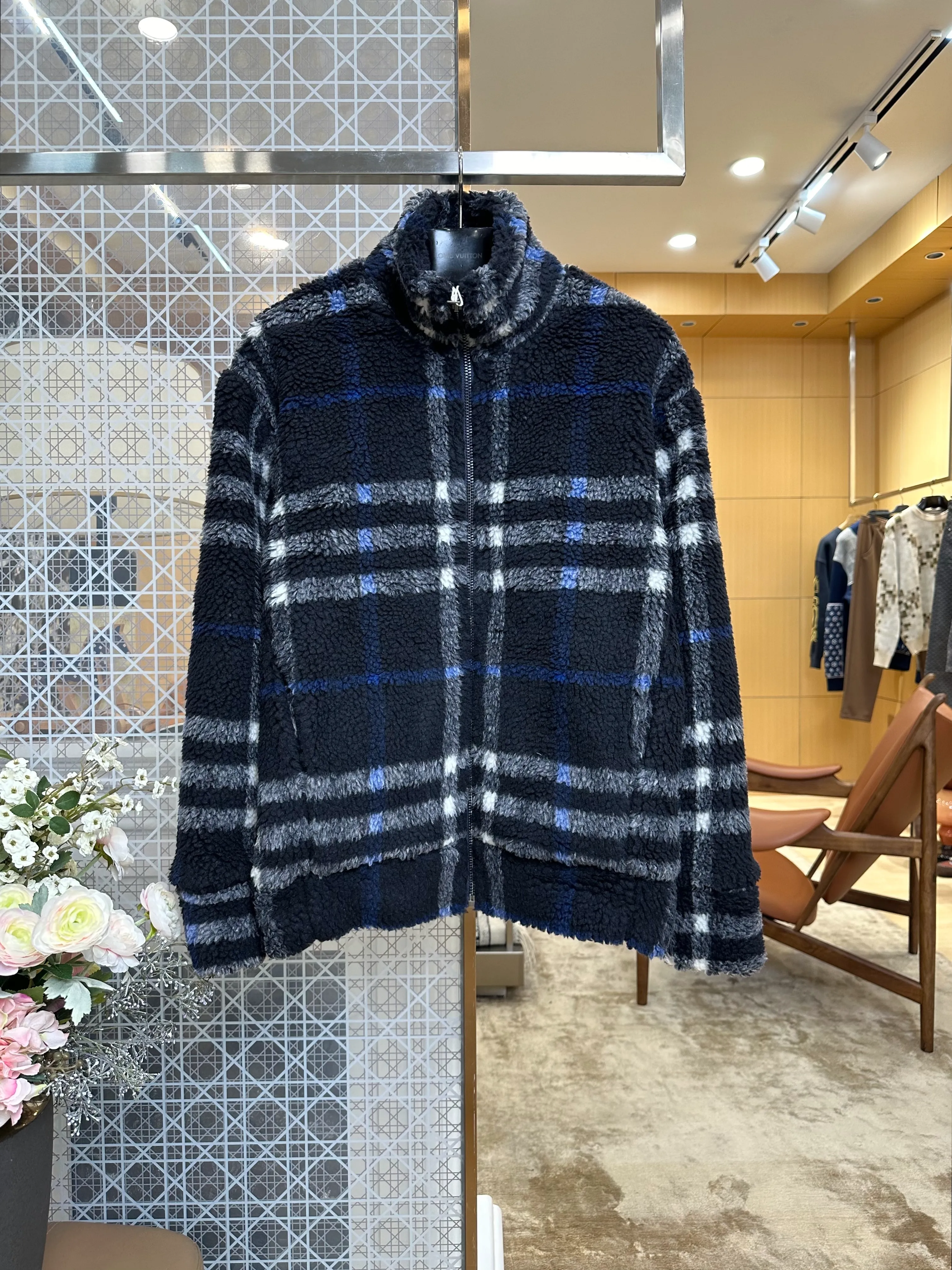 BBR Classic Check Shearling Stand Collar Jacket