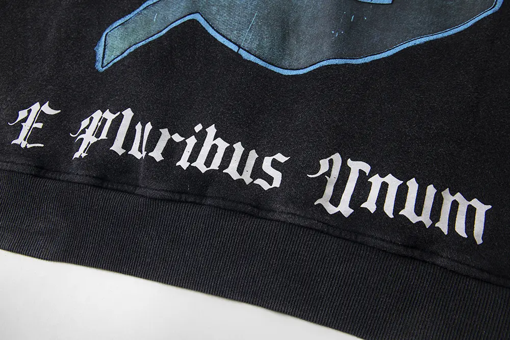 Printed graphic on the back of the clothes