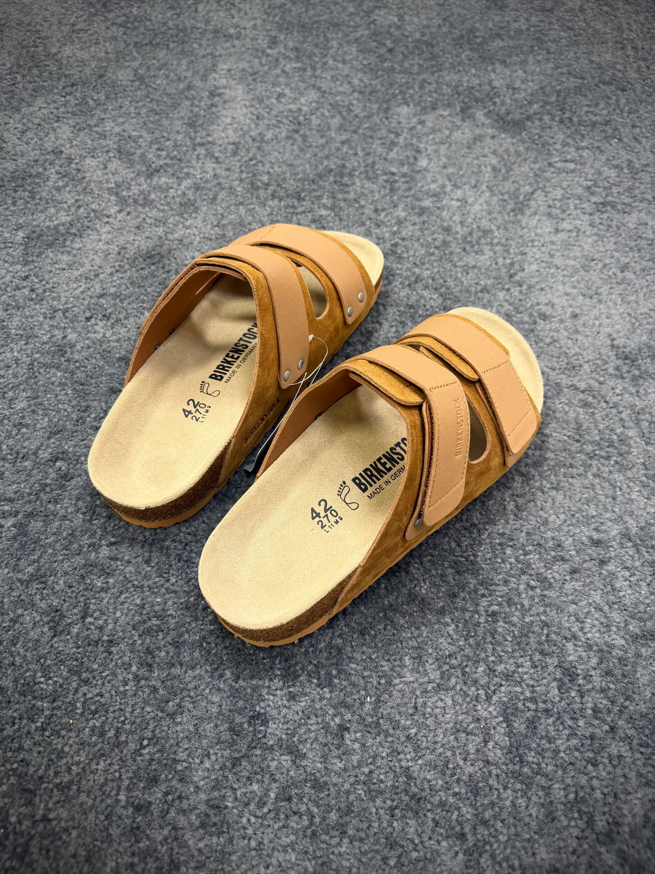 BK Uji Leather Suede Double-Strap Sandals Angeled View