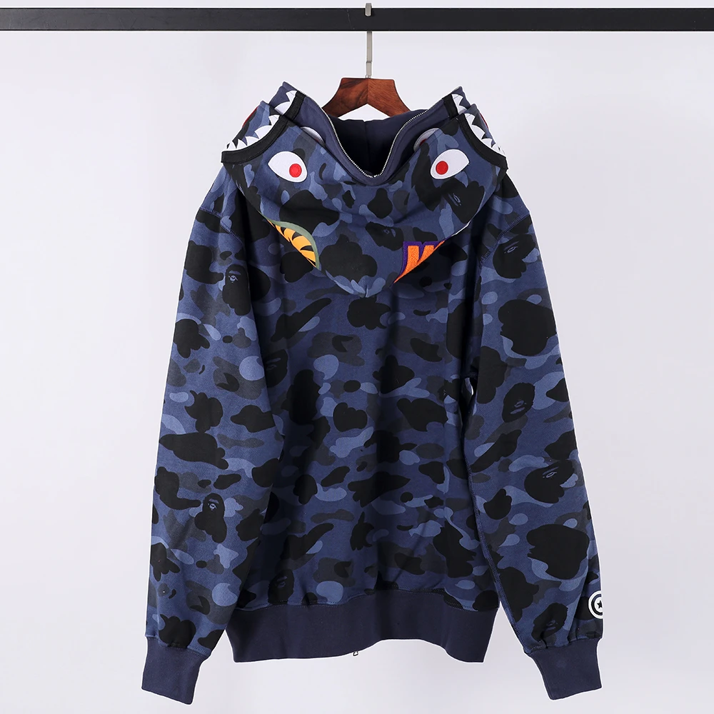 Shark Full Zip Hoodie Double Hood (Blue/ Red /Purple)