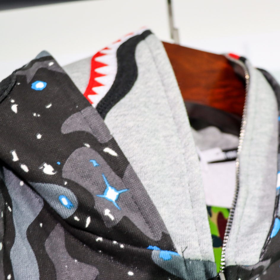 A BATHING APE BAPE SHARK 1ST CAMO GALAXY DOUBLE HOODIE