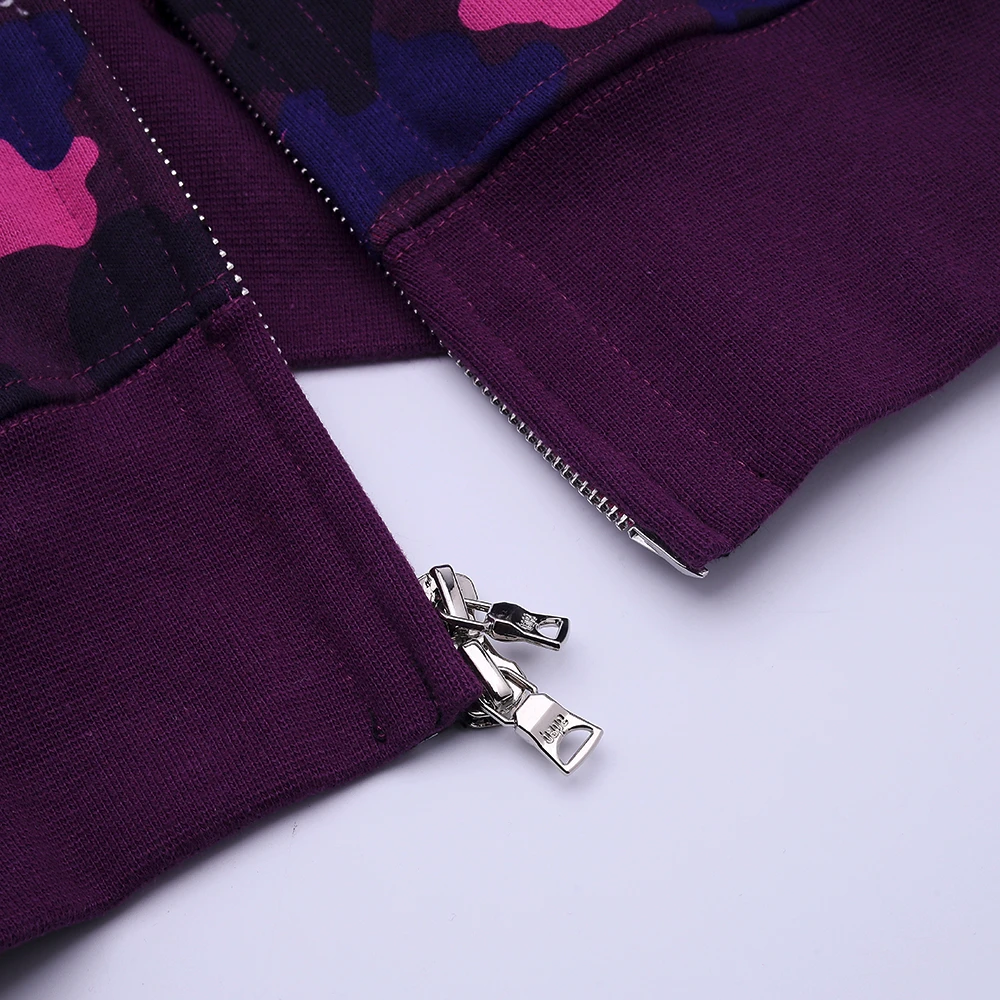 Shark Full Zip Hoodie Double Hood (Blue/ Red /Purple)