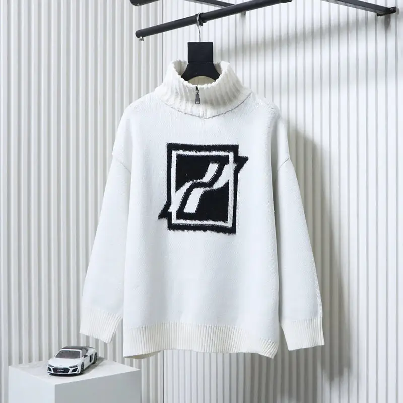 WE11 DONE Classic Logo Half-Zip Turtleneck Sweater