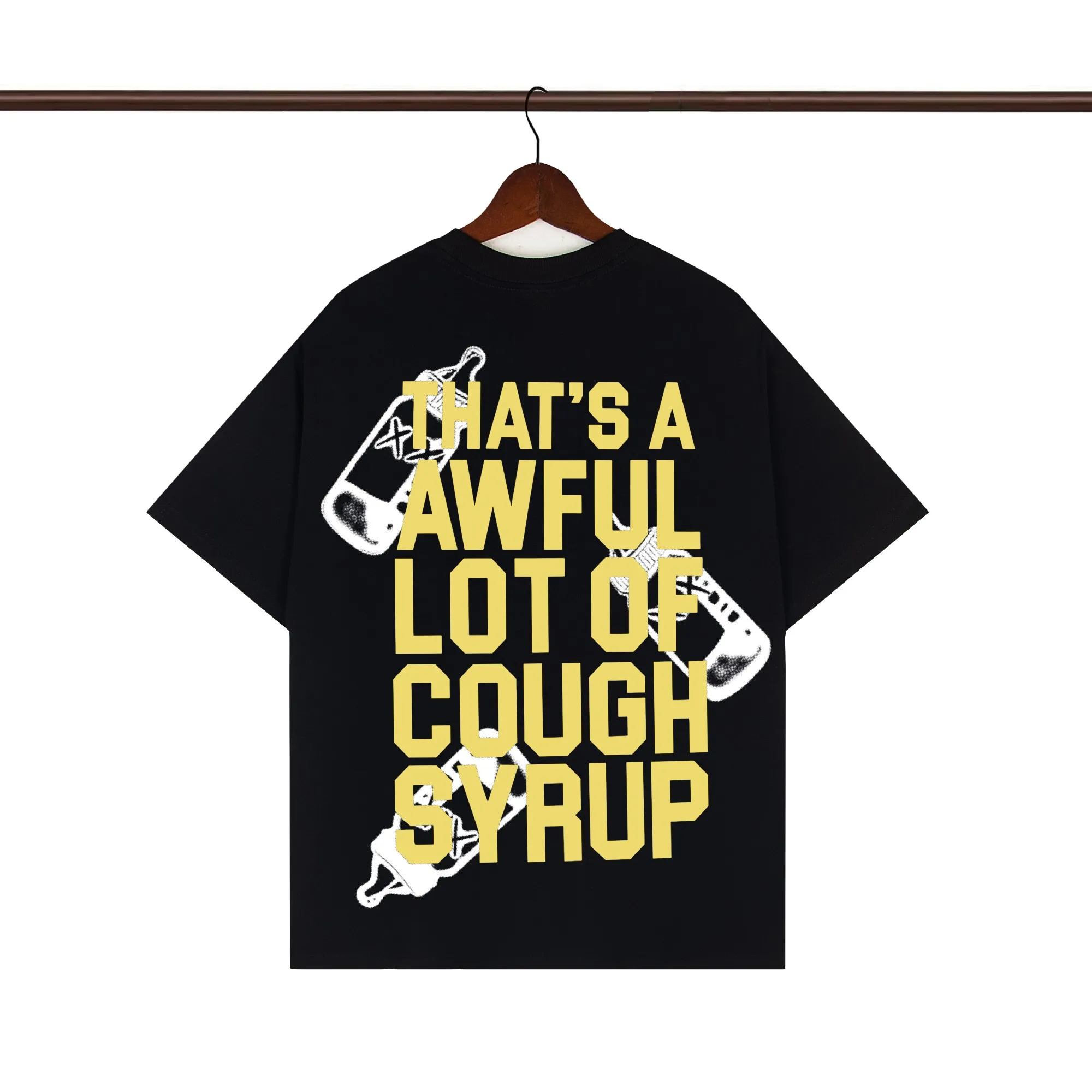 Back of That's A Awful Lot Of Cough Syrup Black Baby Bottle Graphic T-Shirt