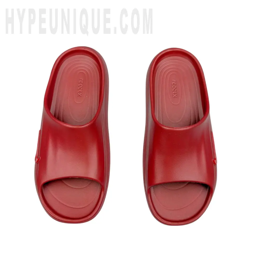 A pair of the red shoes