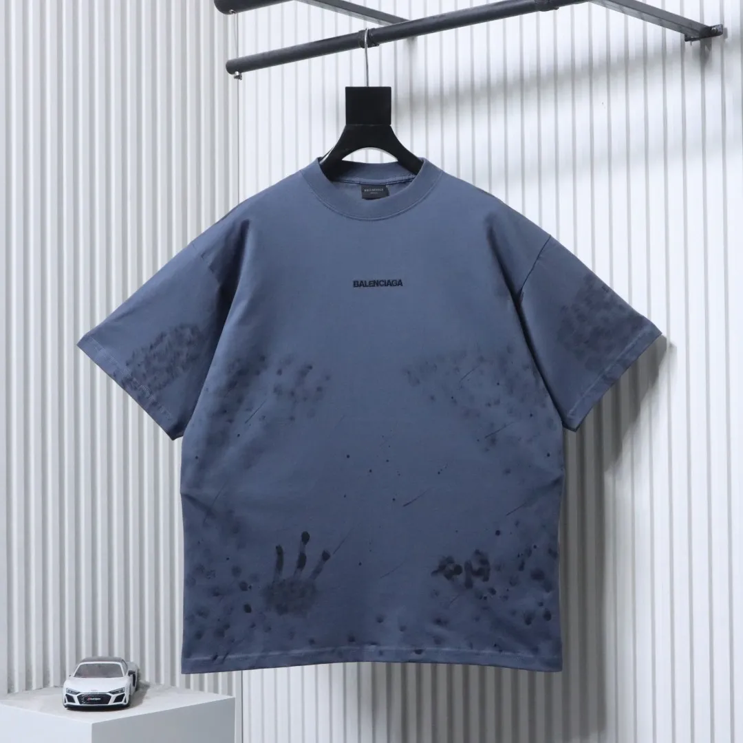 Embroidered Letter Splatter T-Shirt