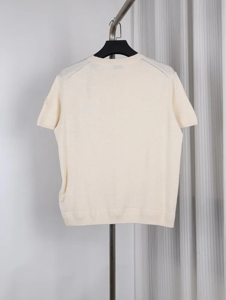 Back of Mulberry Silk Blend T-Shirt Color Beige