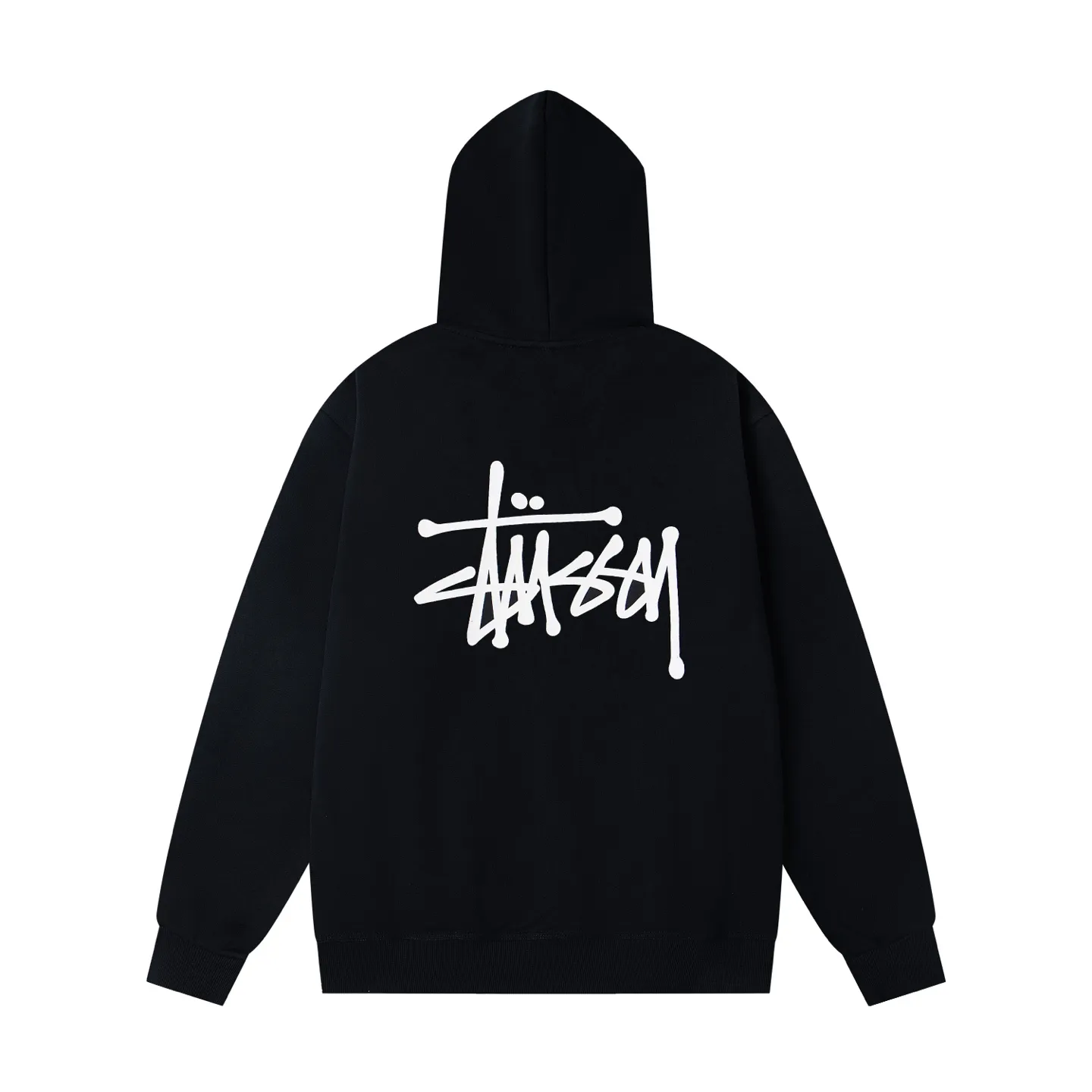 Back Stussy Logo Print American Retro Hoodie