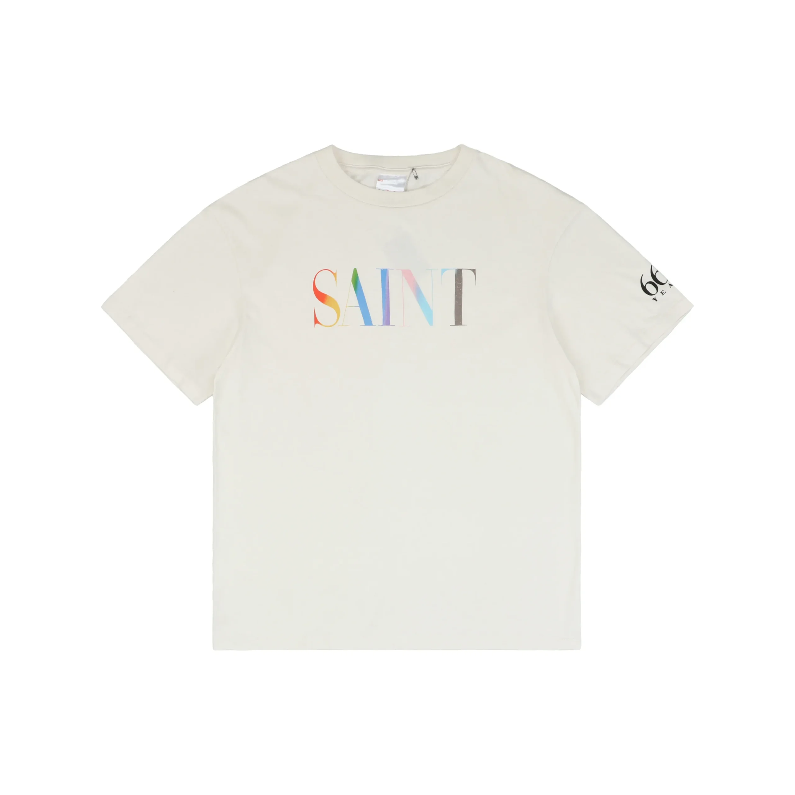 Saint Michael Rainbow Letter Vintage Wash Cotton T-Shirt