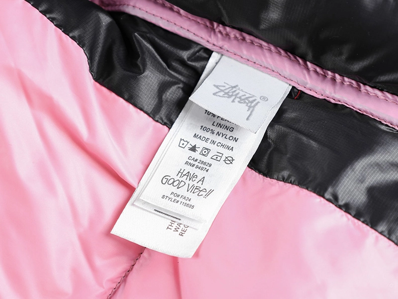 Stussy 22FW Black and Pink Hooded Down Jacket