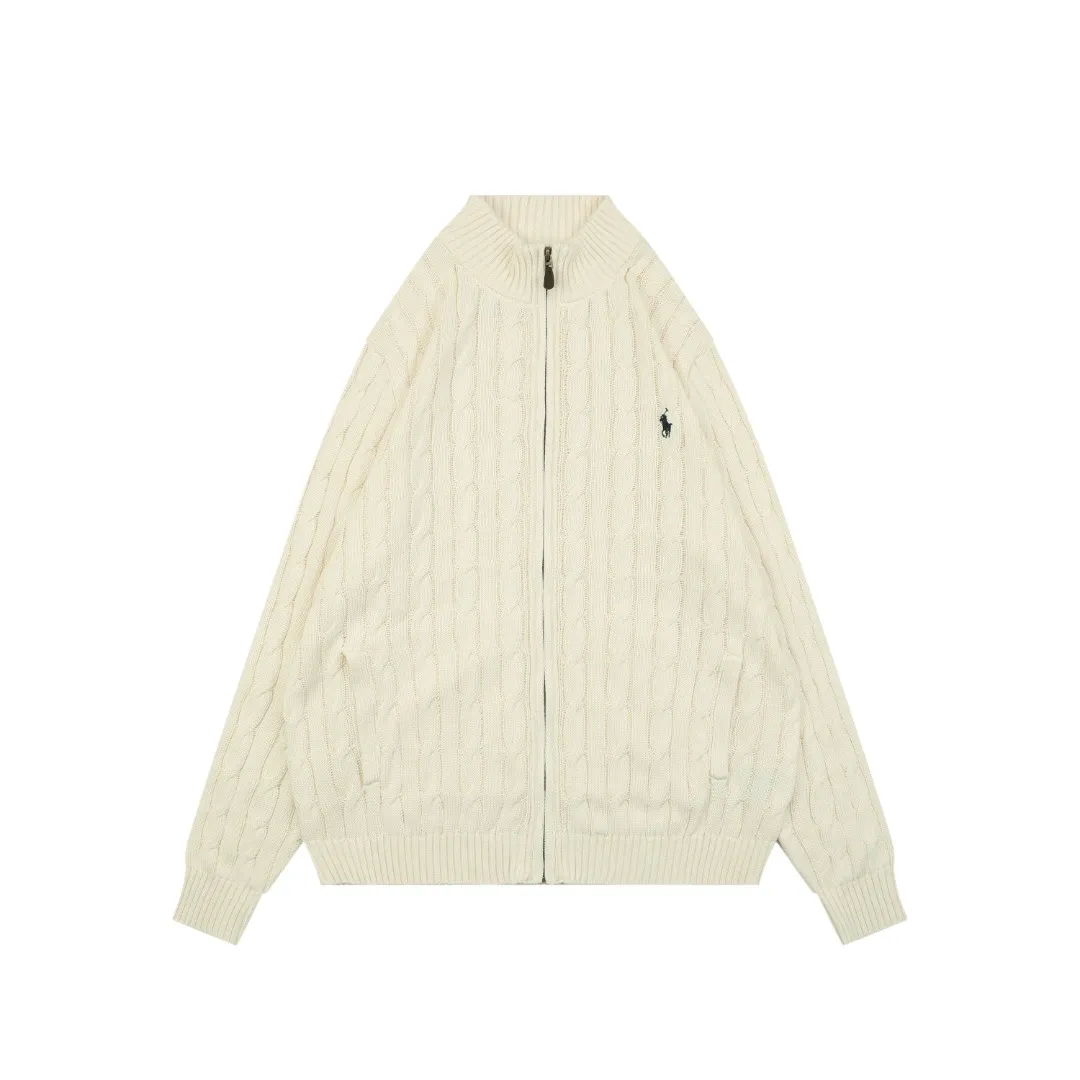 RL Pony Logo Cable Knit Full-Zip Cardigan