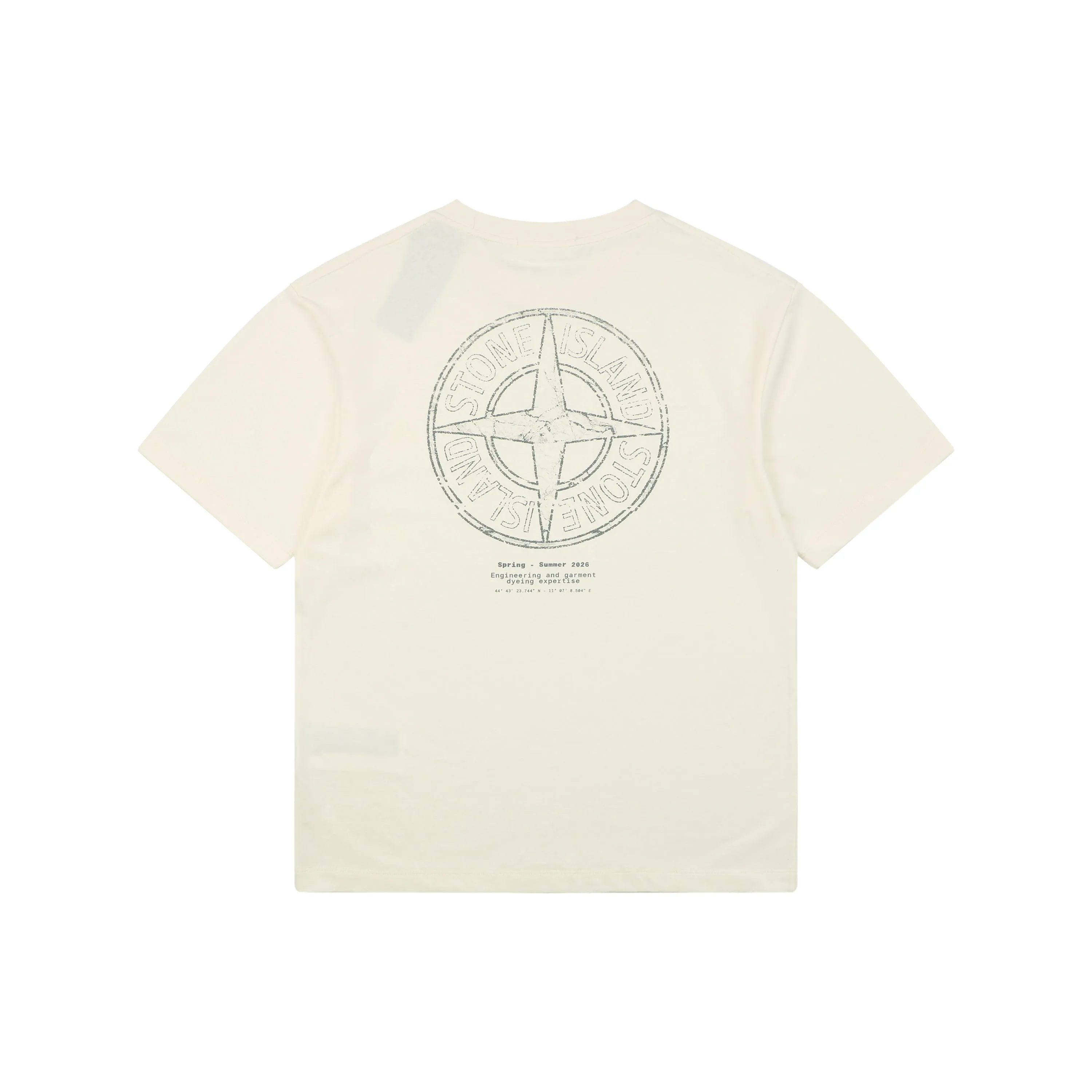 Back of Compass Logo Graphic T-Shirt Color Beige