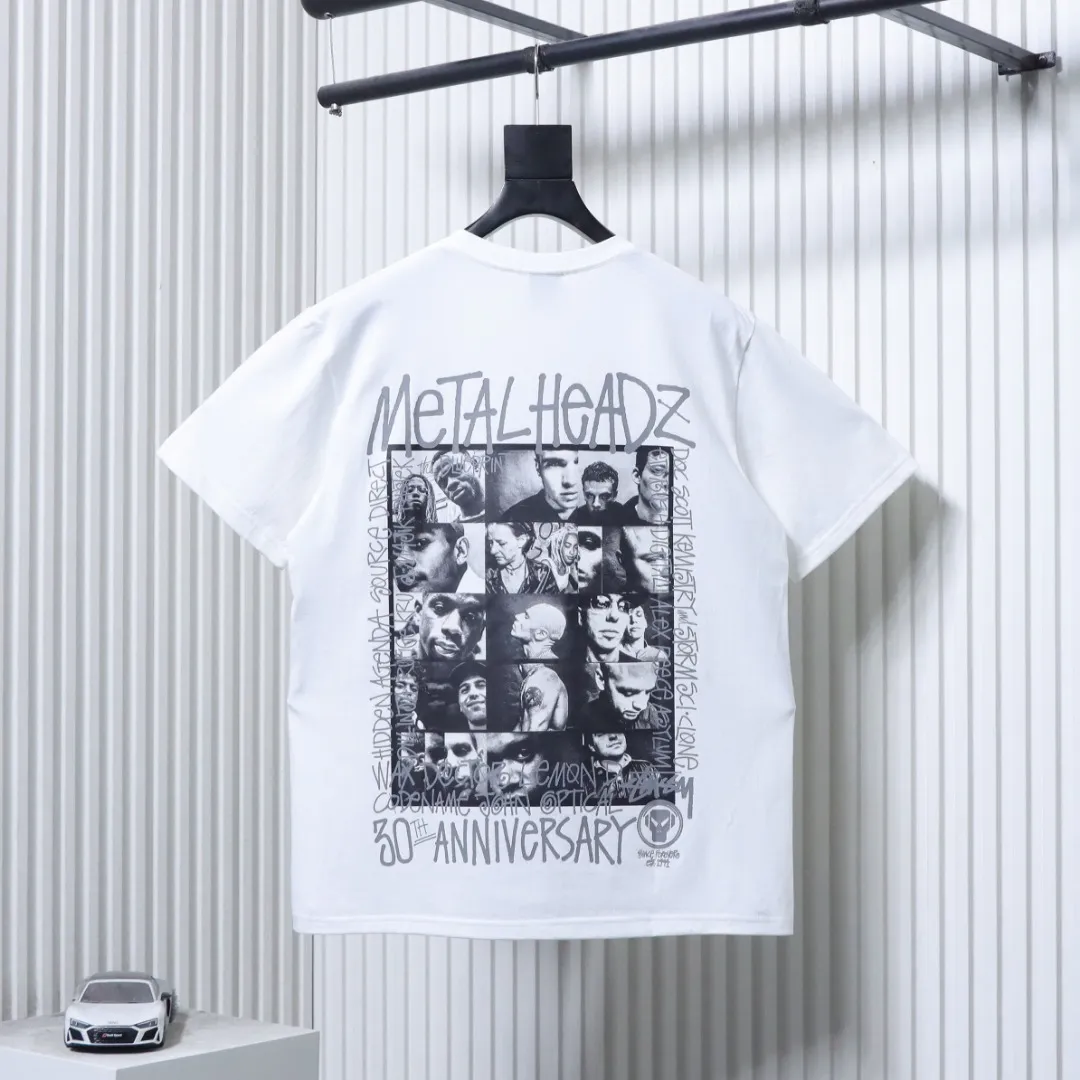 Back of Stussy x Metalheadz Graphic Print Short Sleeve T-Shirt Color White
