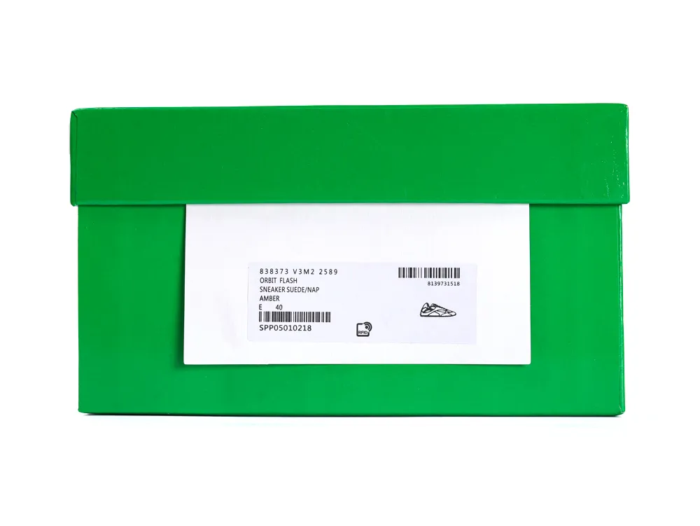 BV Orbit Flash Sneakers Amber Shoe Box Label