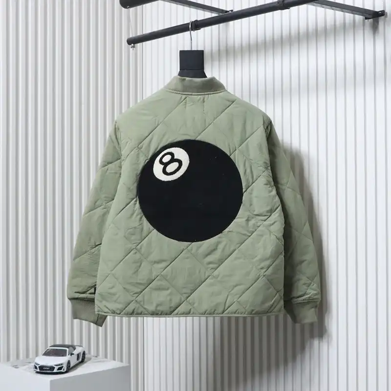 Stussy Black 8-Ball Zip-up Puffer Jacket