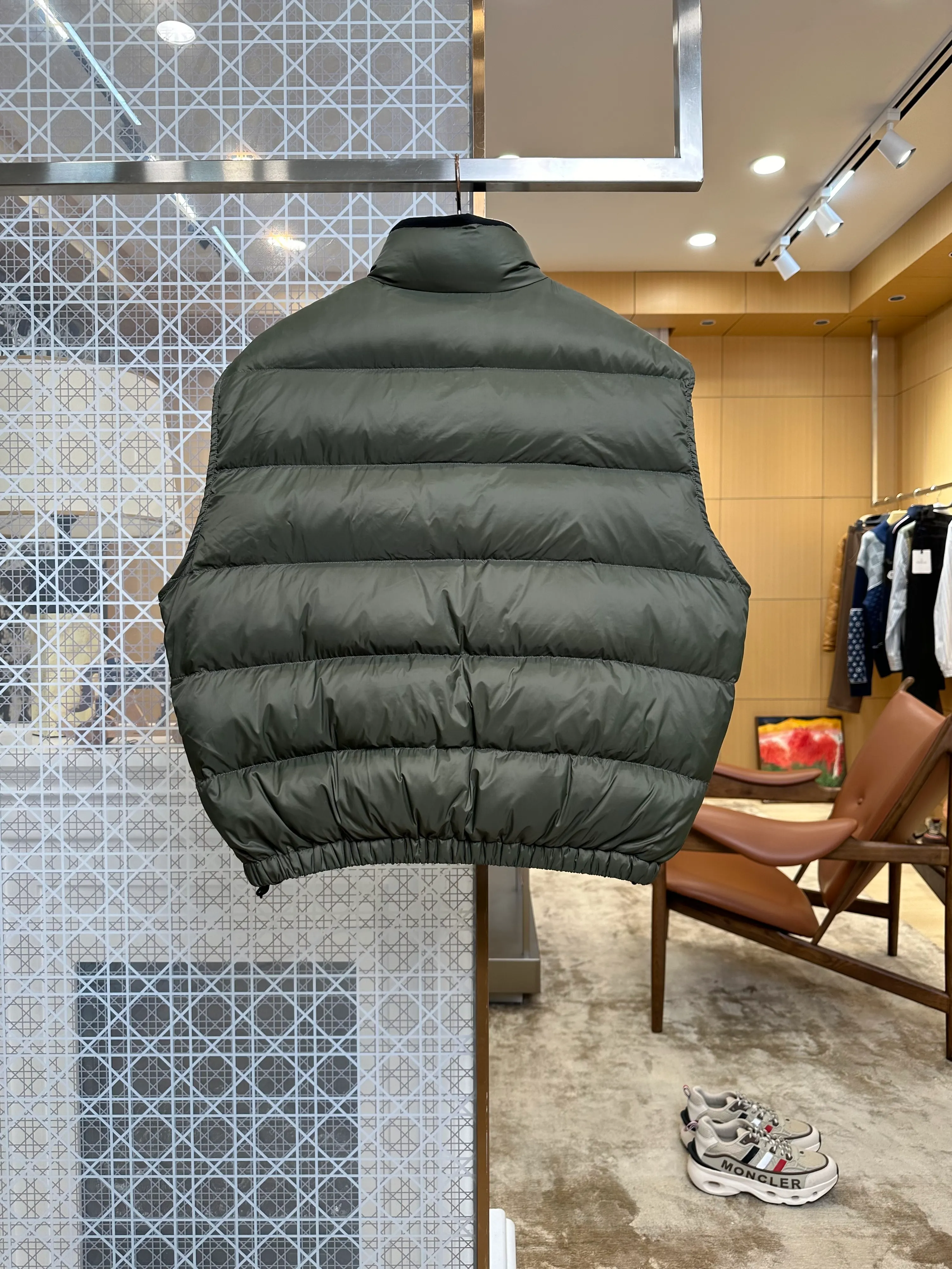 Back View MiuM Logo Stand Collar Down Vest