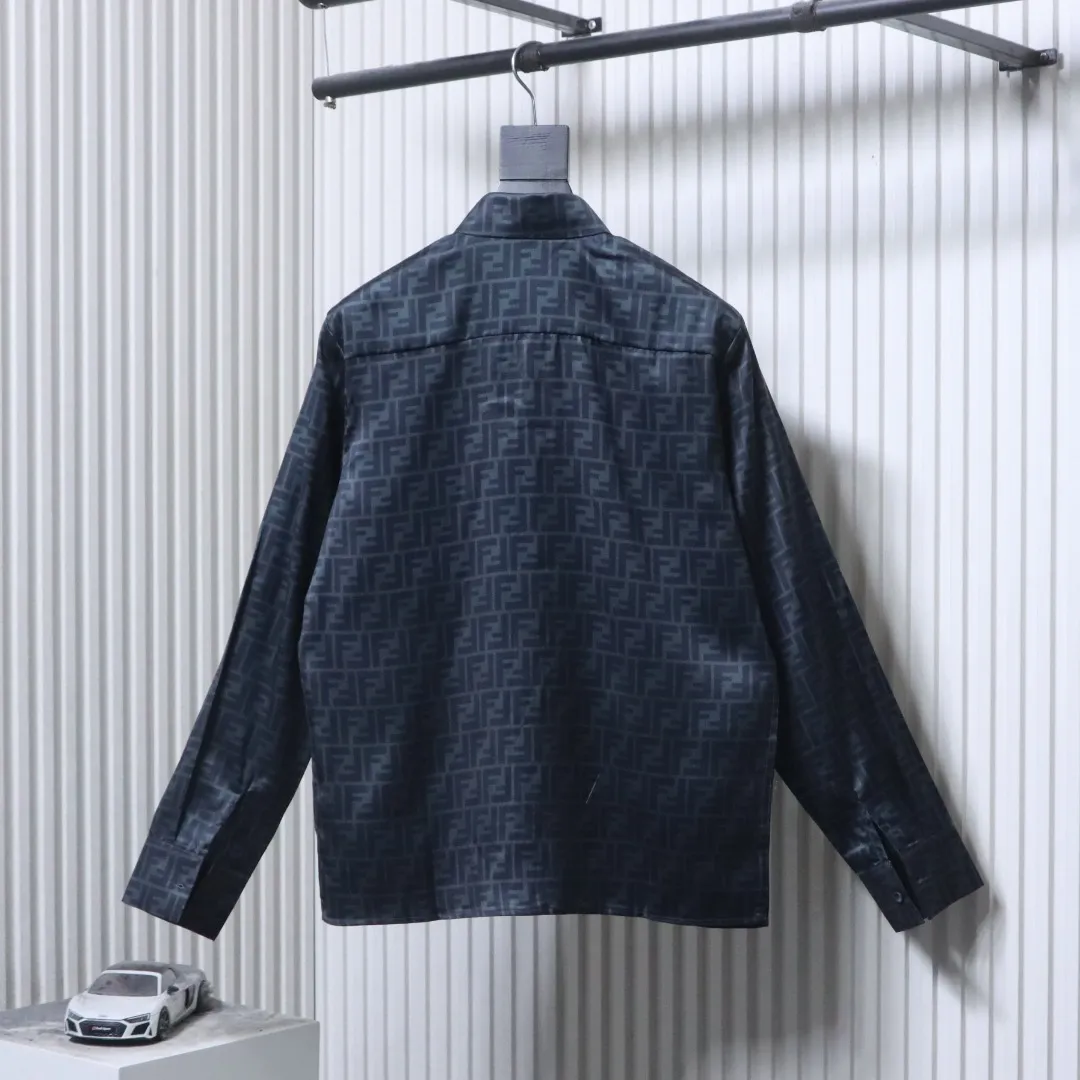 Back View FF Monogram Jacquard Lyocell Shirt