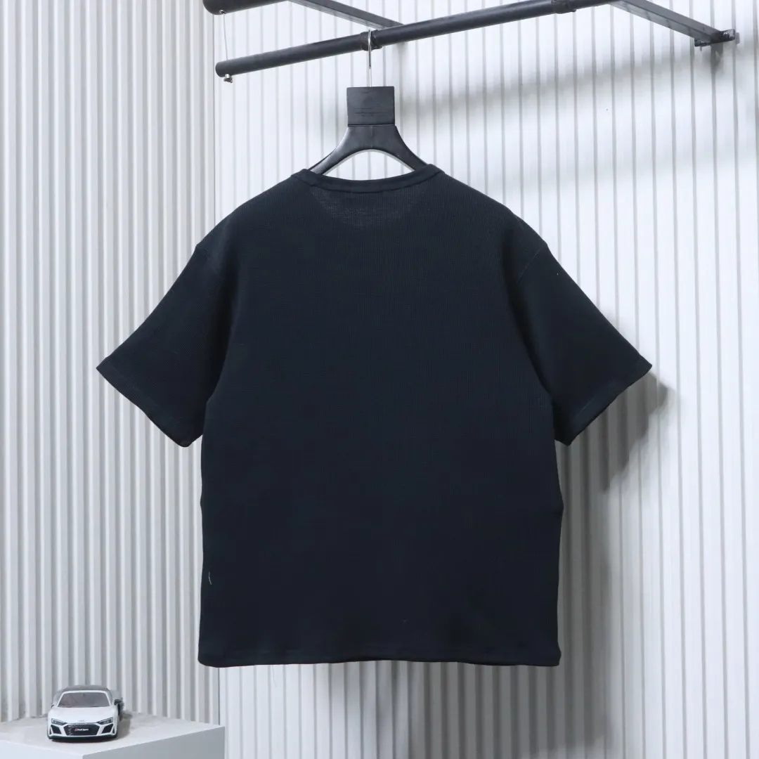 Back of RL Waffle Knit Embroidered Logo T-Shirt Color Black