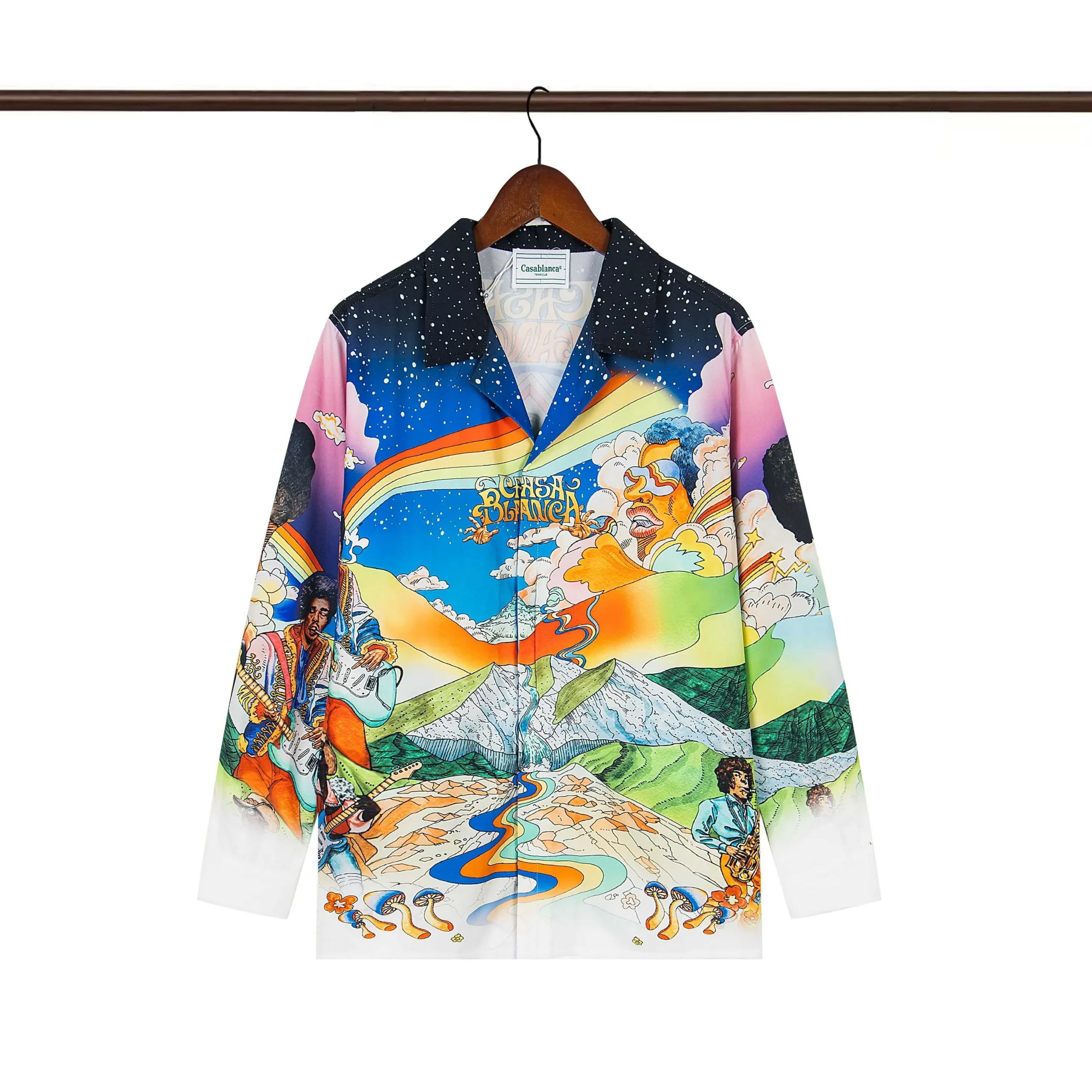 C-Blanca Expressionist Abstract Face Silk Shirt
