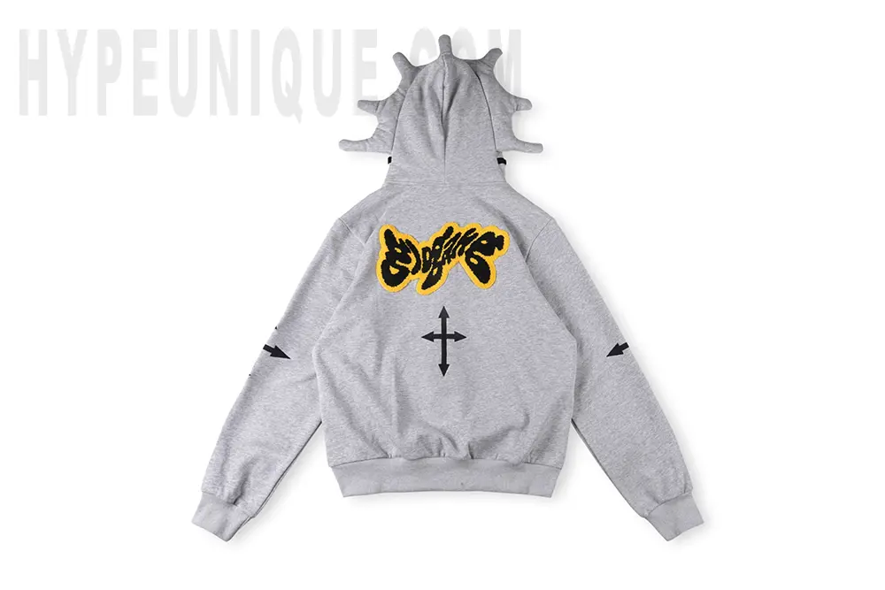 GloGang Four-Way Arrow Hoodie Grey Back View