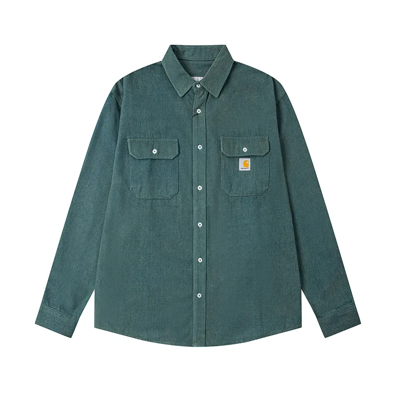 Carhartt WIP Washed Denim Double Pocket Work Shirt color Green