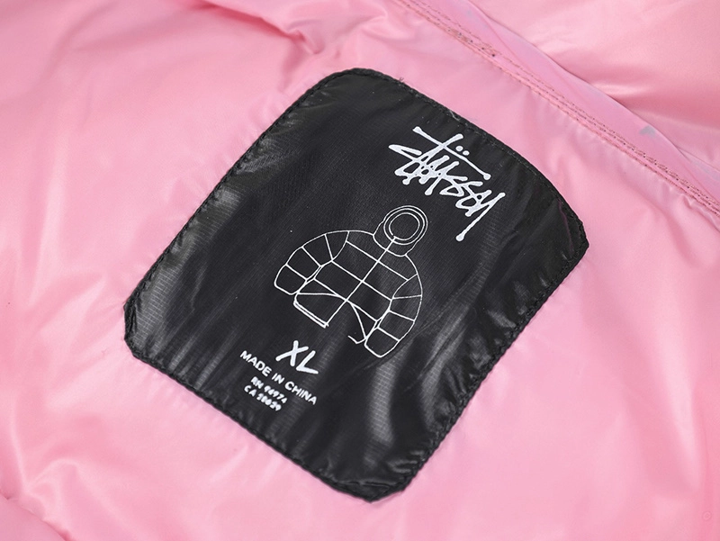 Stussy 22FW Black and Pink Hooded Down Jacket