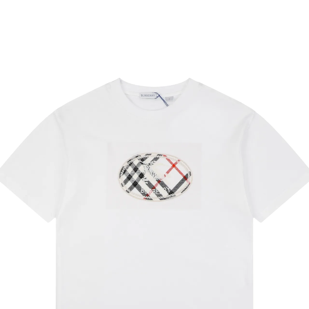 Equestrian Horse Embroidered Check Logo T-Shirt Color White Details