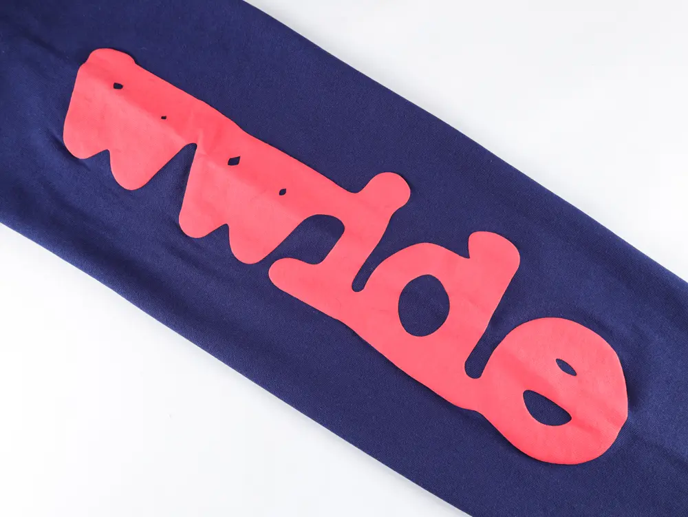 the brand red logo on the leg