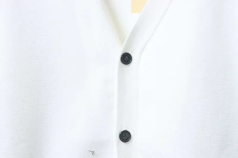 TB Four-Stripe Front-Short-Back-Long Wool Cardigan Neckline