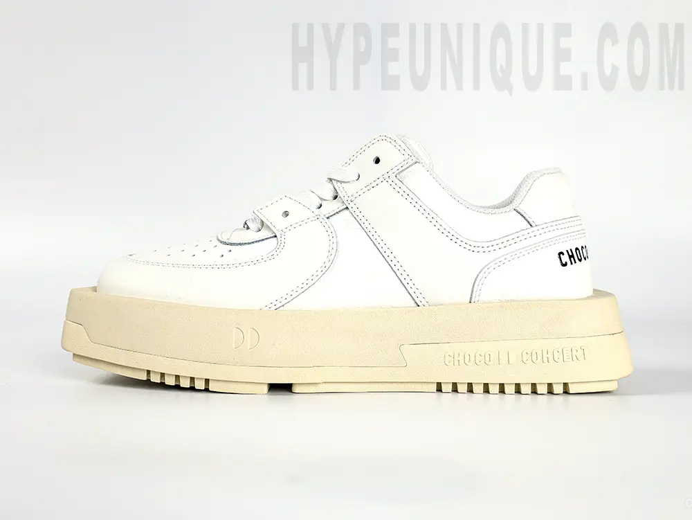 CHOCO CONCERT Leather Stylish Skateboarding Shoes Unisex White