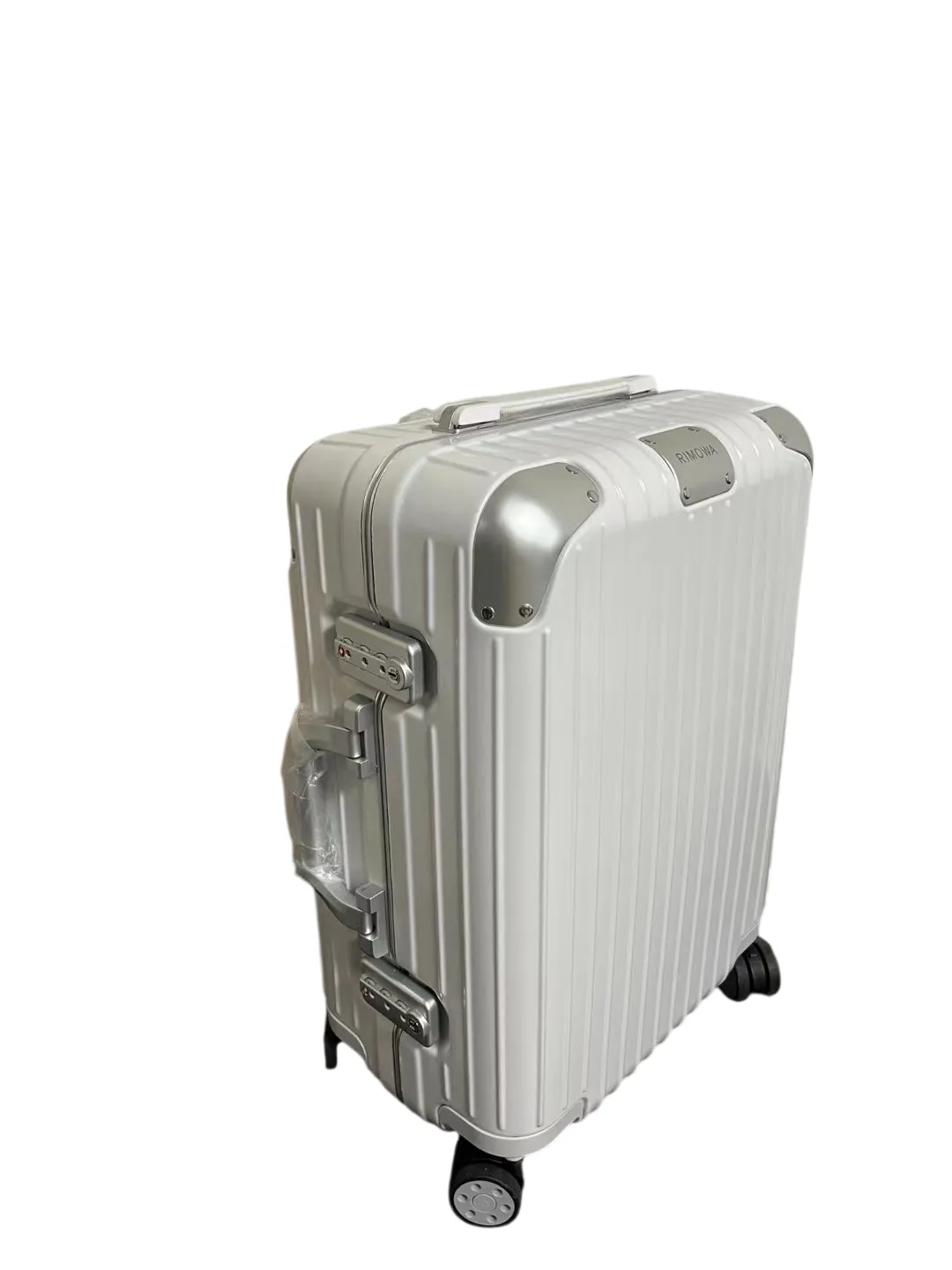 Hybrid travel suitcase angled front view