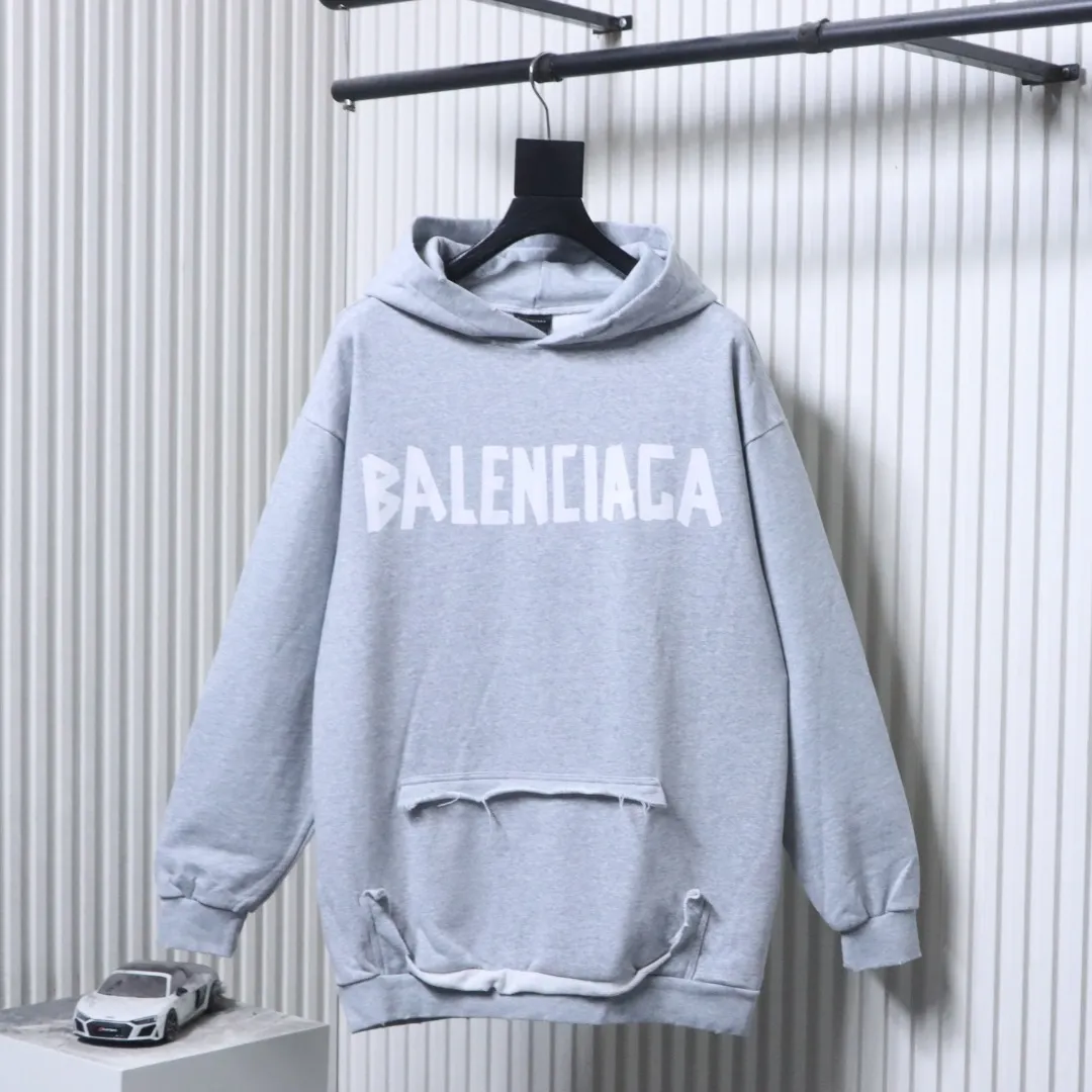 BLCG Tape Logo Distressed Oversized Hoodie