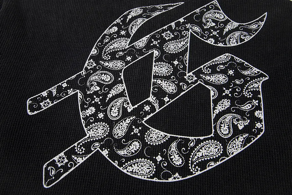 Printed graphic on the back of the clothes