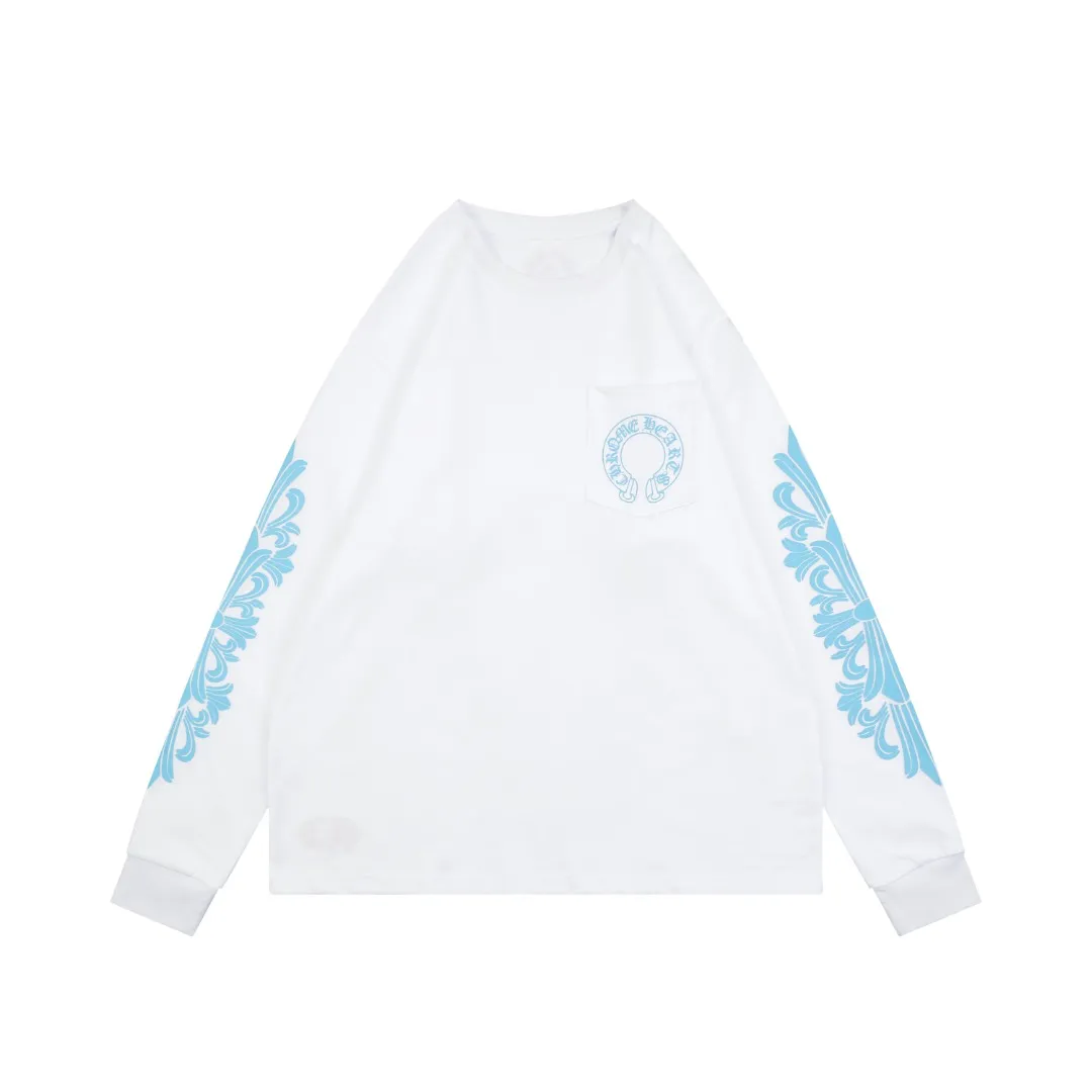 CH Black and Blue Sanskrit Scroll Cross-Strap Long-Sleeve Shirt