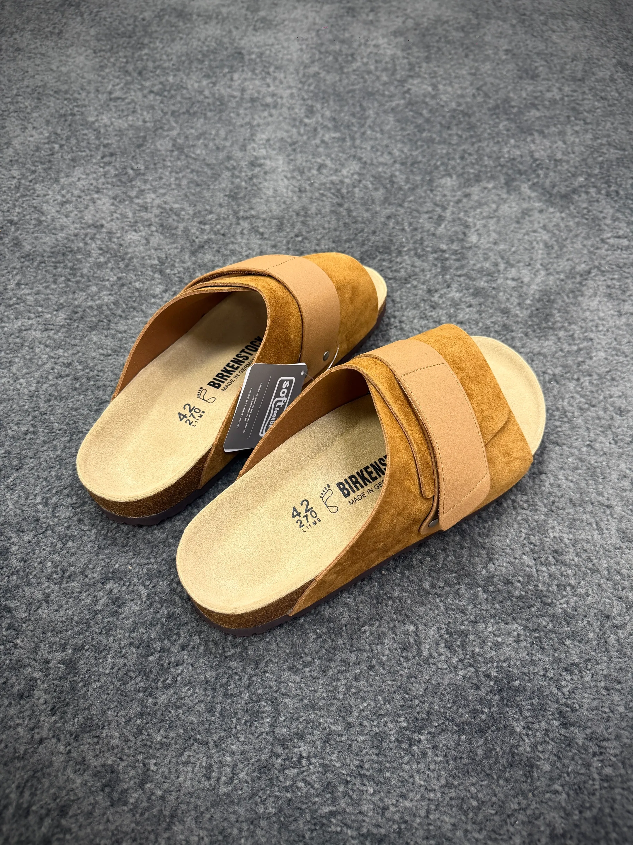 BK Kyoto Cola Brown Nubuck Suede Leather Sandals Angeled View