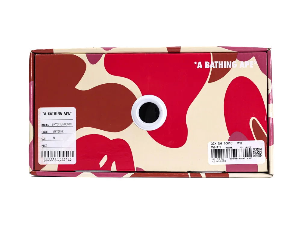 A Bathing Ape Bape Sta BAPY White Pink Shoe Box Packaging
