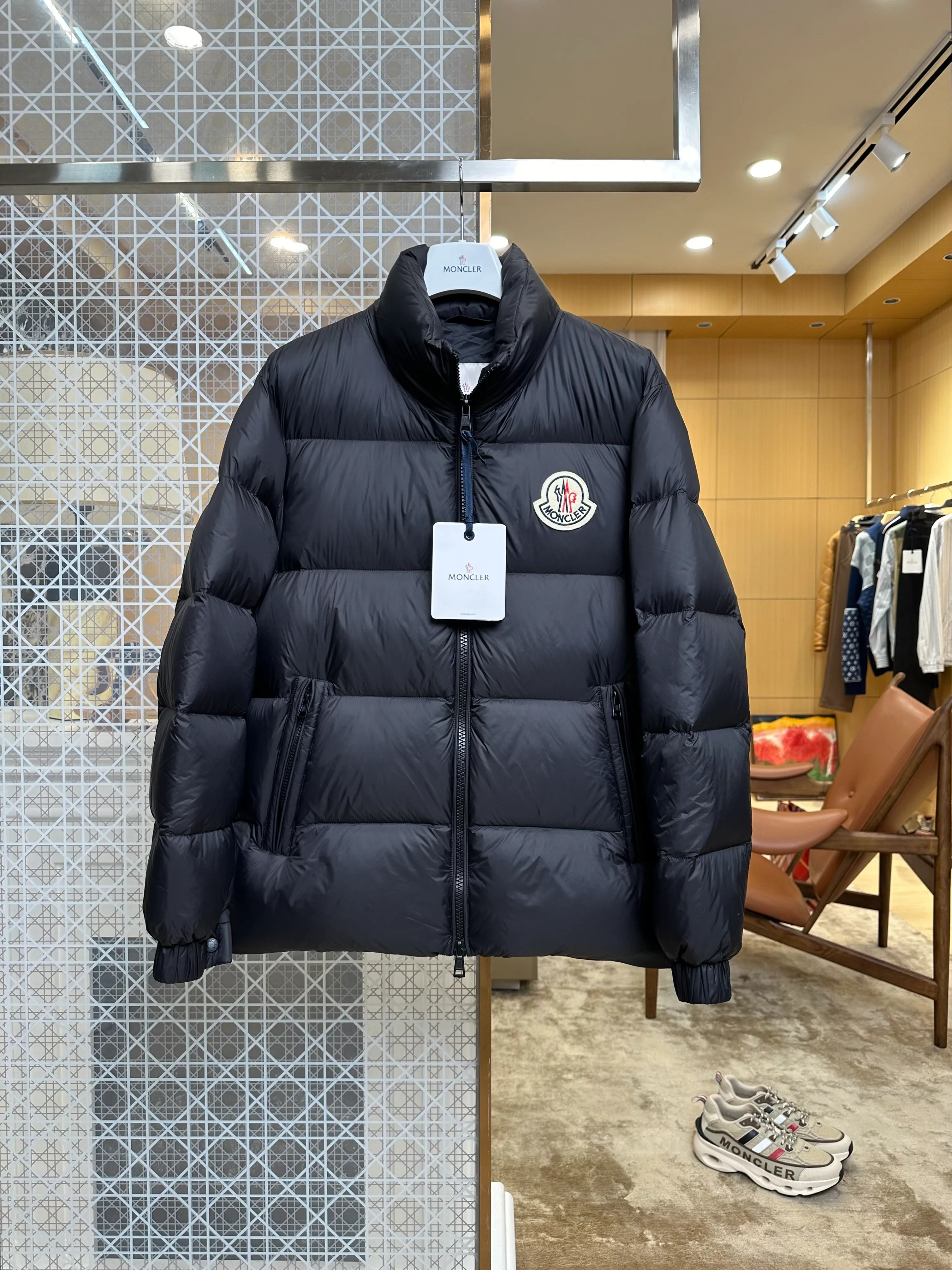 Mcler Logo Quilted Stand Collar Down Jacket