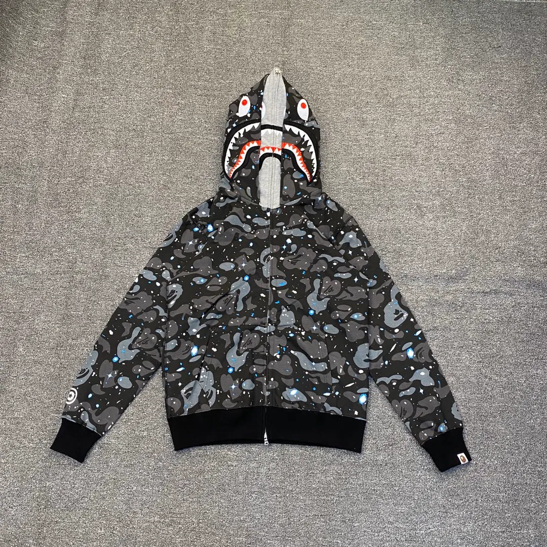 BAPE Space Camo Shark Glow-in-the-Dark Zip-Up Hoodie