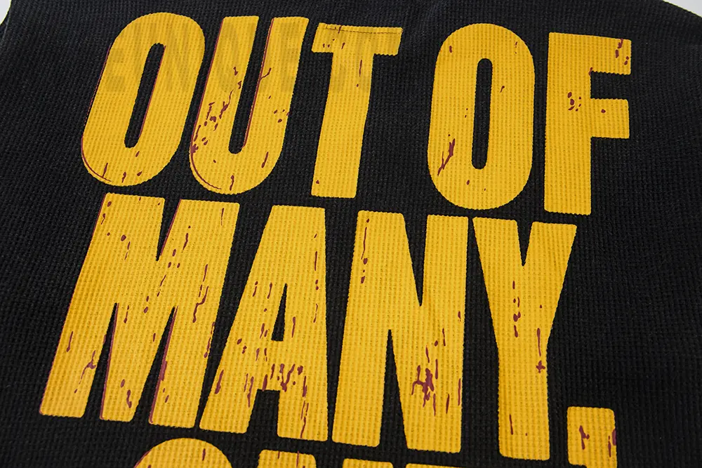 Printed graphic on the back of the clothes