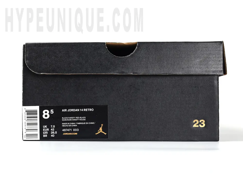 the jordan 14 black shoe box