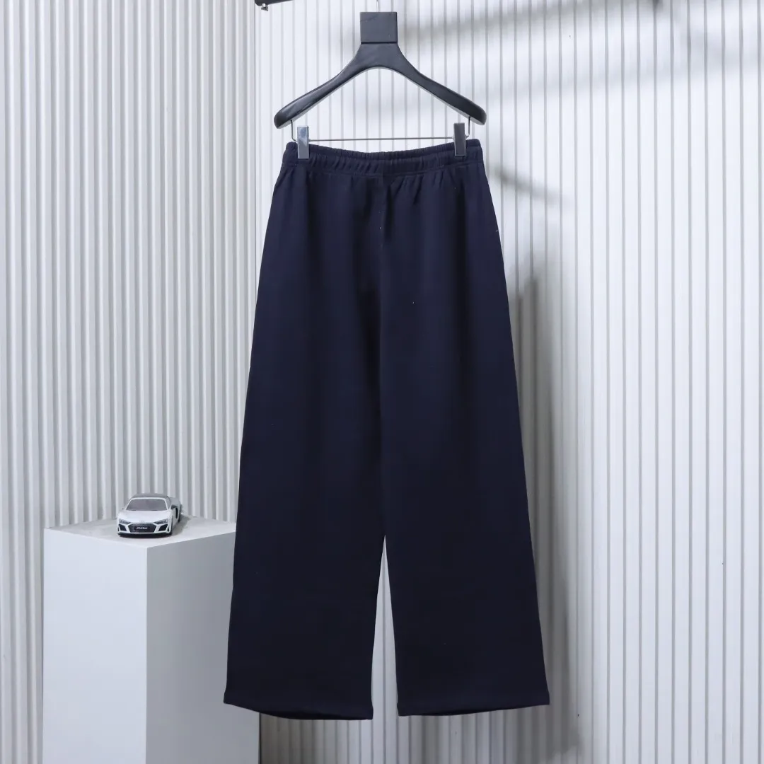Back of RL Embroidered Logo Casual Wide-Leg Pants Color Dark Blue