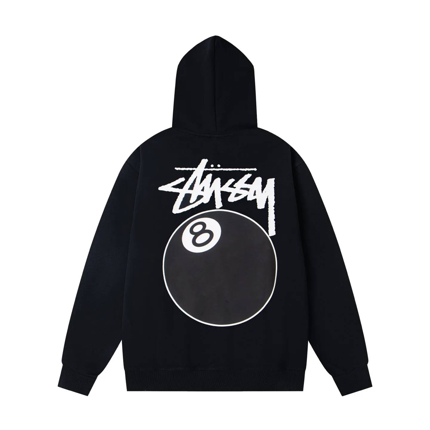 Back Stussy 8-Ball Graphic Zip-Up Hoodie