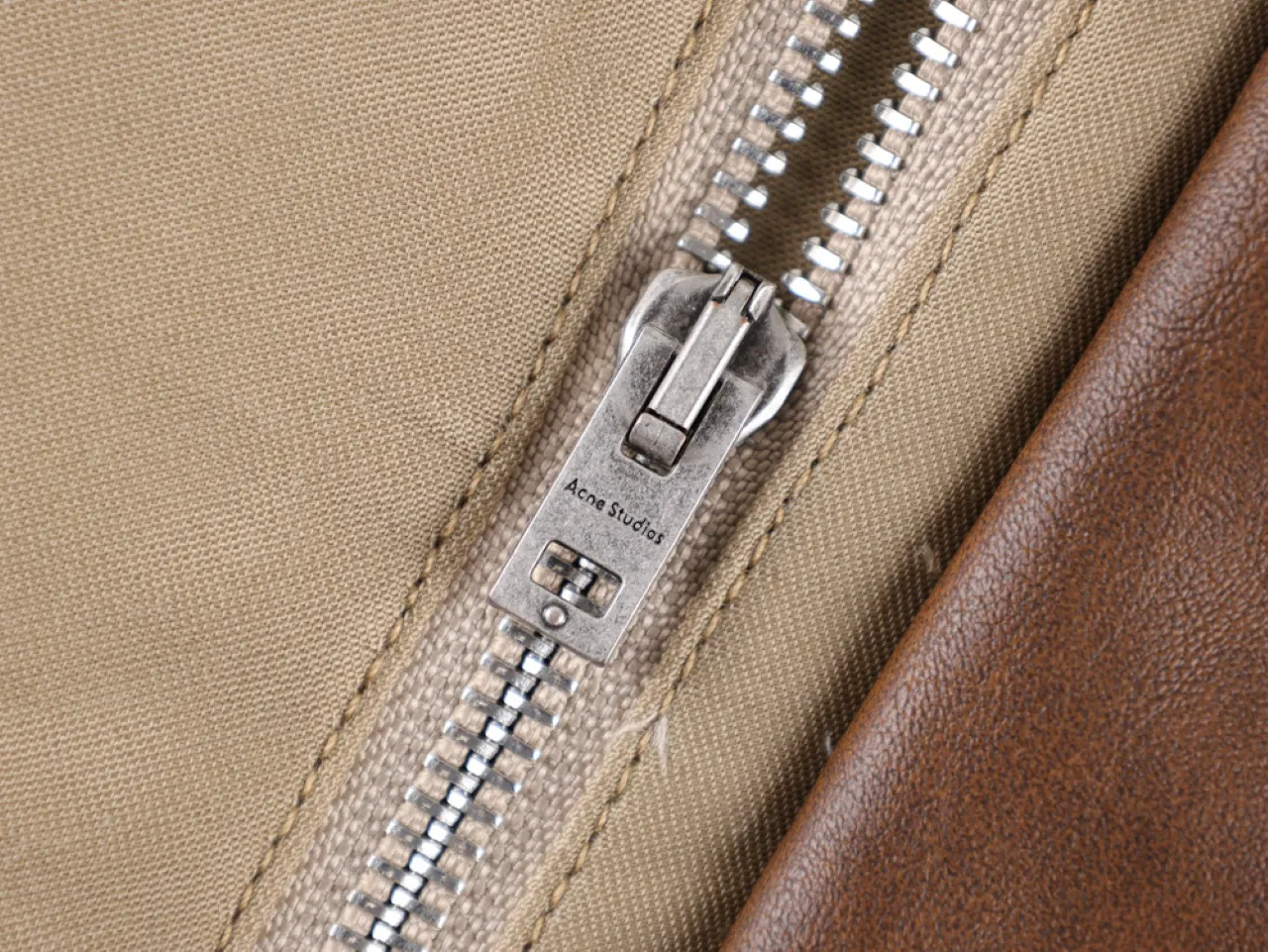 Zipper detail in close-up view