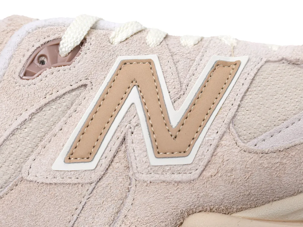 New Balance 9060 Bisque Sea Salt suede logo detail
