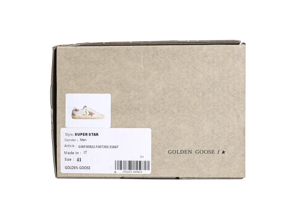 Golden Goose Super Star sneaker box with label