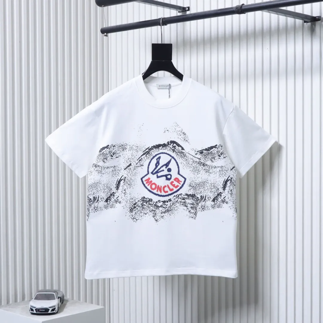 MC Ink Mountain Landscape Crew Neck Short Sleeve T-Shirt Color White