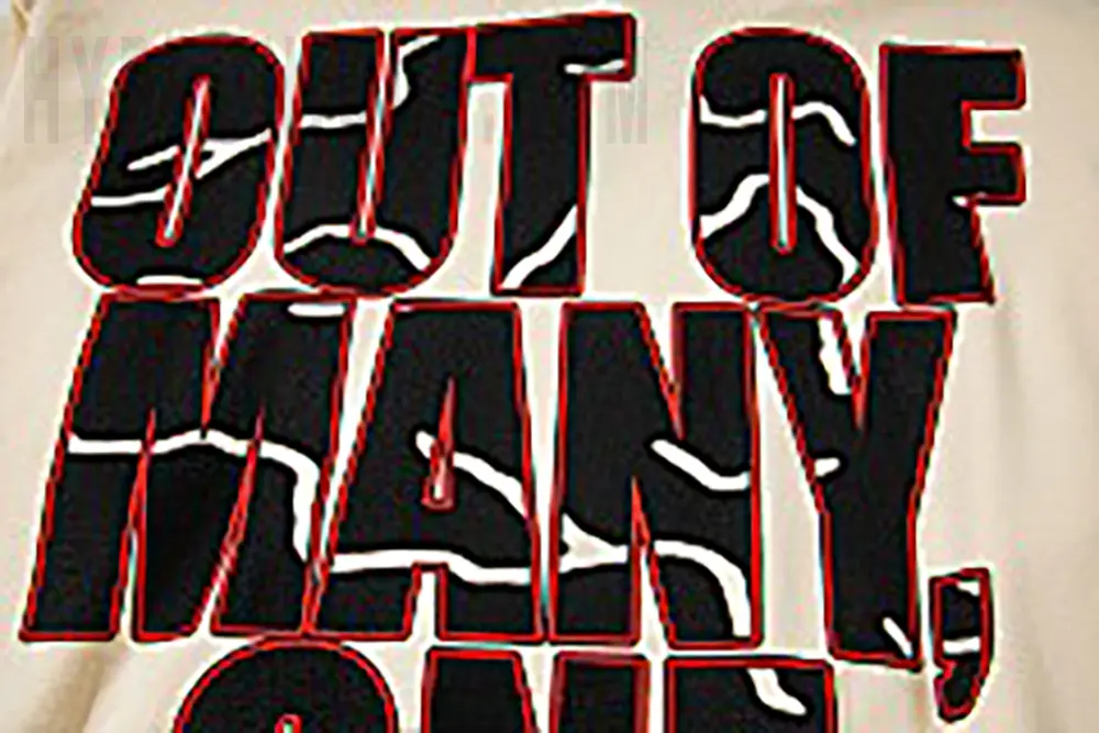 Printed graphic on the back of the clothes