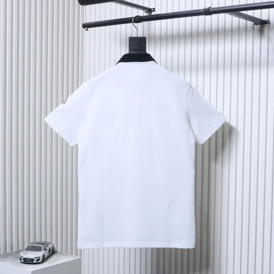 Back Color-Blocked Collar Embroidered Polo T-Shirt