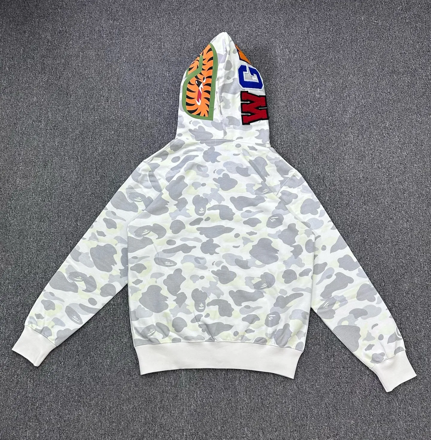 Back BAPE SS26 Glow-in-the-Dark Camo Shark Hoodie