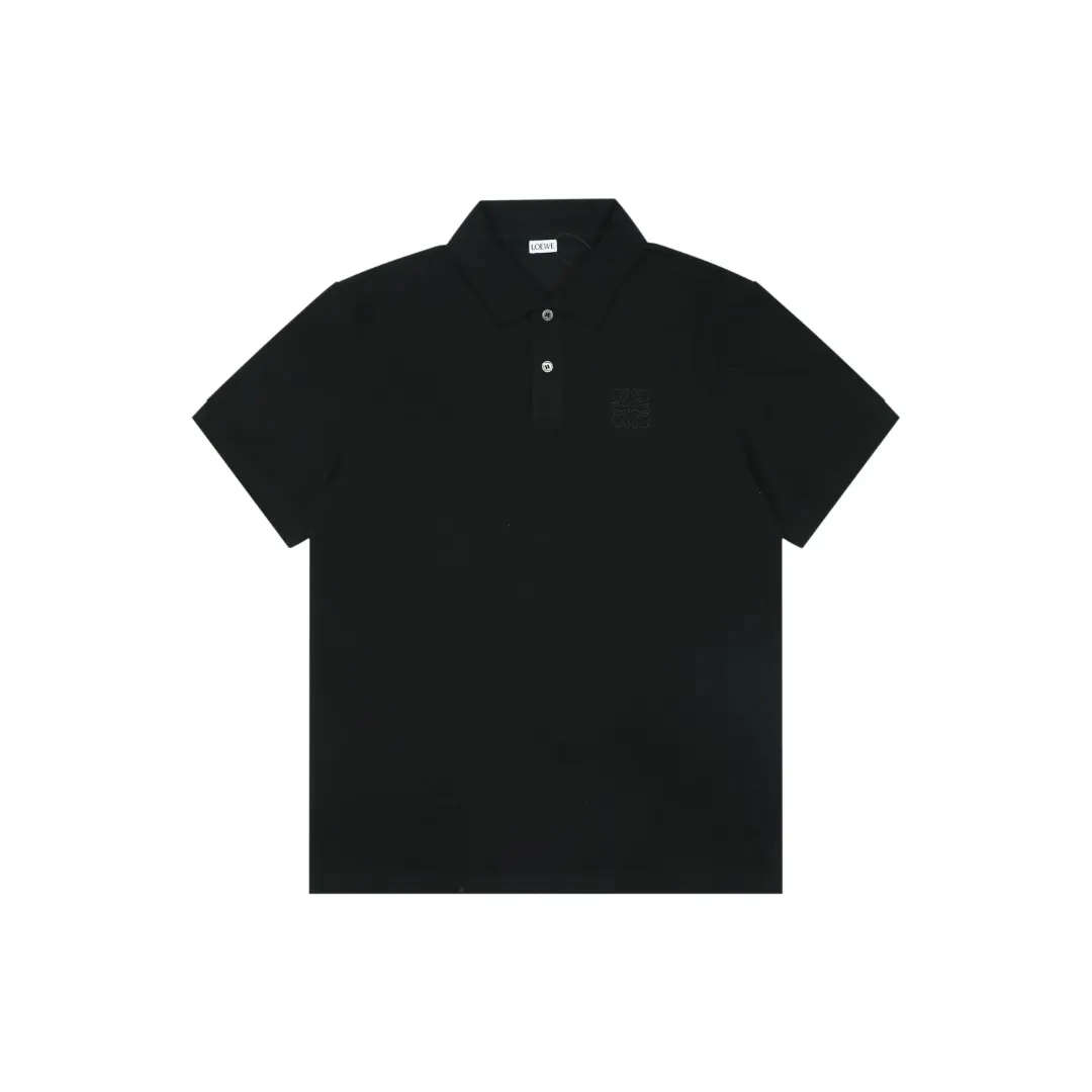 Embroidered Floral Pattern Polo T-Shirt Color Black